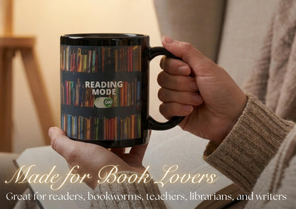 Onebttl Book Lover Gifts Color Changing Mug, Reading Mode Ceramic Coffee Cup, Magic Heat Reveal Bookshelf Present for Readers, Bookworm Women Men, Librarian Teacher Birthday Christmas