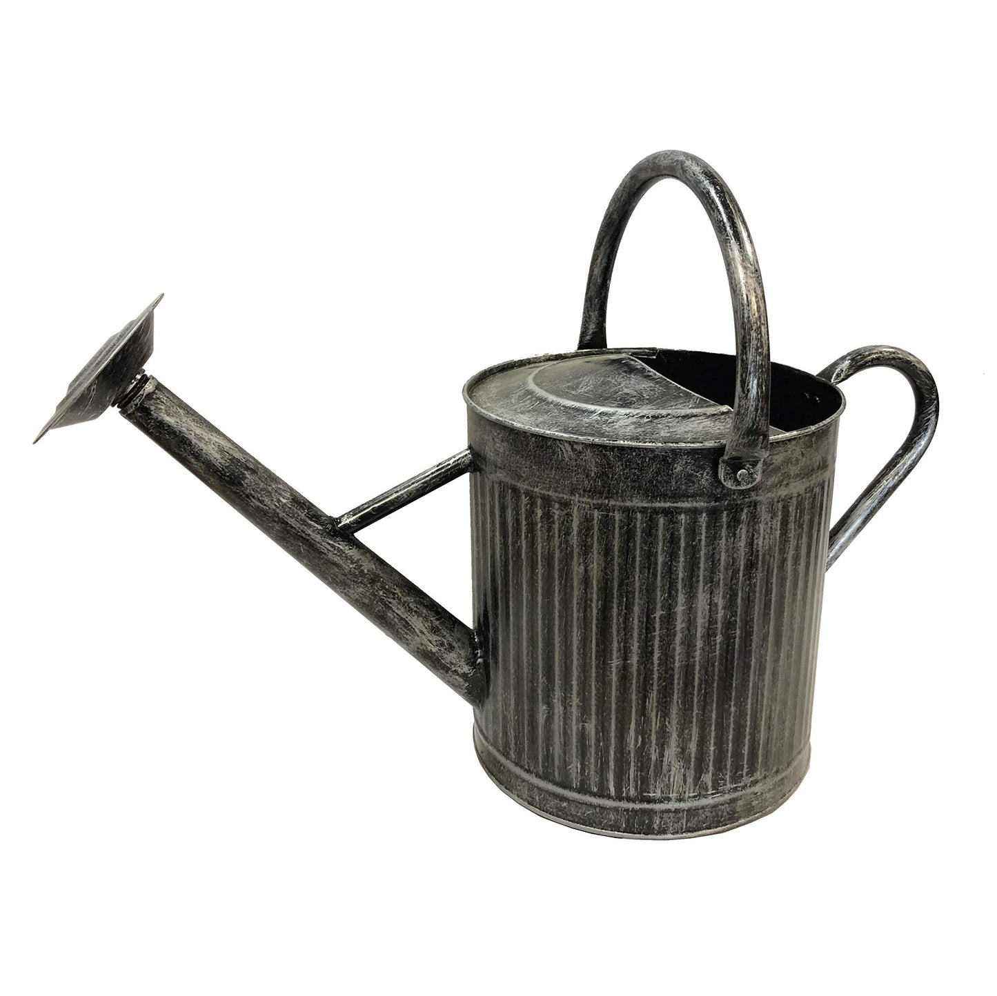 Gardener Select (W3002P-JA Metal Watering Can - Modern Indoor & Outdoor Watering Pot with Handles & Removable Rosette (9.5 Liter, Silver Black)