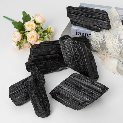SMOHEAL Large Raw Black Tourmaline Crystal Natural Rough Stone Healing Crystals for Meditation Reiki Energy Decoration 4-6lbs