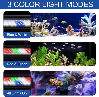 Led Aquarium Light, Full Spectrum Fish Tank Lights, Small 5/10 Gallon Freshwater Fishtank Hood Lighting for Grow Fish, Plants, Adjustable from 12 to 16 Inch