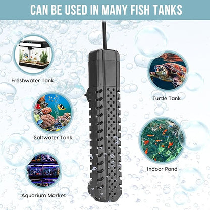 Aquarium Heater 500W, Fish Tank Heater with High-Temperature Protection and Turtle Tank Heater with Automatic Power-Off When Leaving Seawater or Freshwater.