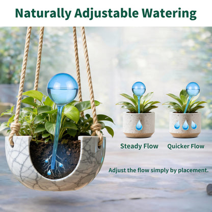 Soilagua 6-Pack Plastic Small Plant Watering Globes, Premium PVC Shatter-Resistant Plant Waterer, Self Watering Planter Insert with Tapered Opening, Automatic Watering Spikes for Daily & Vacation