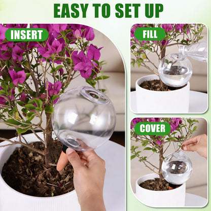 26 oz Extra Large Plant Self Watering Globes Top Fill - Upgraded Plastic Water Bulbs, Slow Release Terracotta Self Watering Planter Insert, Plant Watering Devices System, Water Spikes Stakes, 2 Pack