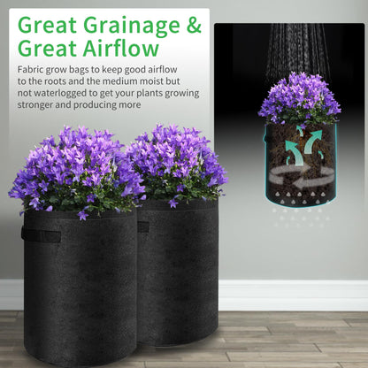 JJGoo 4 Pack Potato Grow Bags 10 Gallon with Flap, Heavy Duty Fabric with Handle and Harvest Window, Non-Woven Planter Pot Plant Garden Bags to Grow Vegetables Tomato, Black