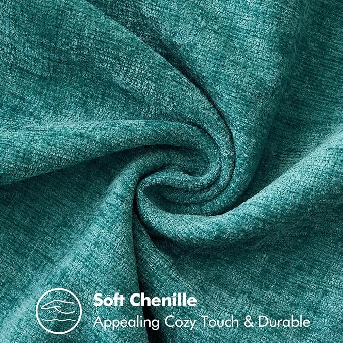 MIULEE Pack of 2 Couch Throw Pillow Covers 16x16 Inch Teal Farmhouse Decorative Pillow Covers with Stitched Edge Soft Chenille Solid Dyed Summer Pillow Covers for Sofa Bed Living Room