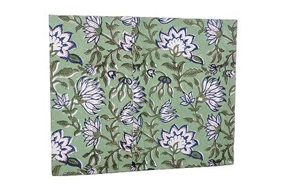 Generic 3.3 Gallon Cotton Hand Block Printed Paper Waste Basket |Small Decorative Trash Can for Housewarming Gifts in Living Room, Bedroom, Bathroom | Eco-Friendly, Plastic-Free (1, D BLUE GREEN)