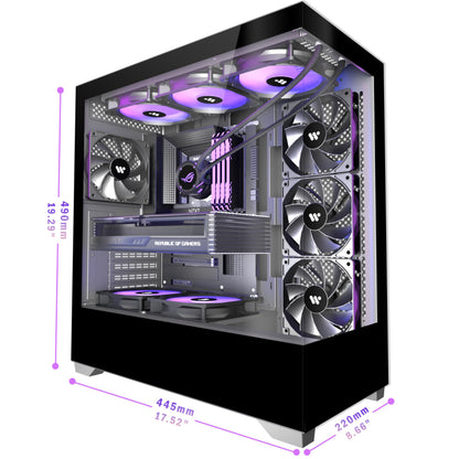 KEDIERS PC CASE ATX 4 Fans Pre-Installed, Type-C Mid Tower Computer Case with Full-View Dual Tempered Glass, Gaming PC Case,Black,P4
