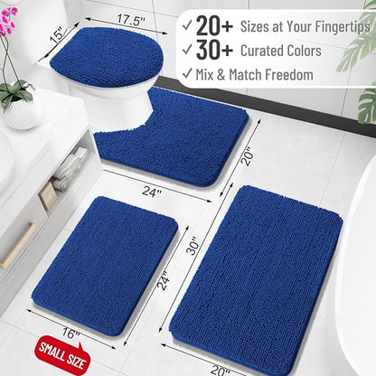 OLANLY Bathroom Rugs 30x18, Extra Soft Absorbent Chenille Bath Rugs, Rubber Backing Quick Dry, Machine Washable Bath Mats for Bathroom Floor, Tub and Shower, Home Decor Accessories, Royal Blue