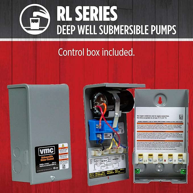 Red Lion RL12G05-3W2V 4-inch Submersible Deep Well Pump with Control Box 1/2 HP, 12 GPM, 3-Wire, 230 Volt, Steel, 14942405