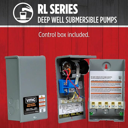 Red Lion RL12G07-3W2V 4-inch Submersible Deep Well Pump with Control Box, 3/4 HP, 12 GPM, 3-Wire, 230 Volt, Steel, 14942406