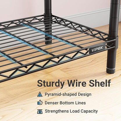 VIPEK V7 Garment Rack for Hanging Clothes Heavy Duty Clothes Rack with Shelves, Portable Closet Racks Metal Clothing Racks 5 Tiers Freestanding Closet Wardrobe System, Max Load 670lbs, Black