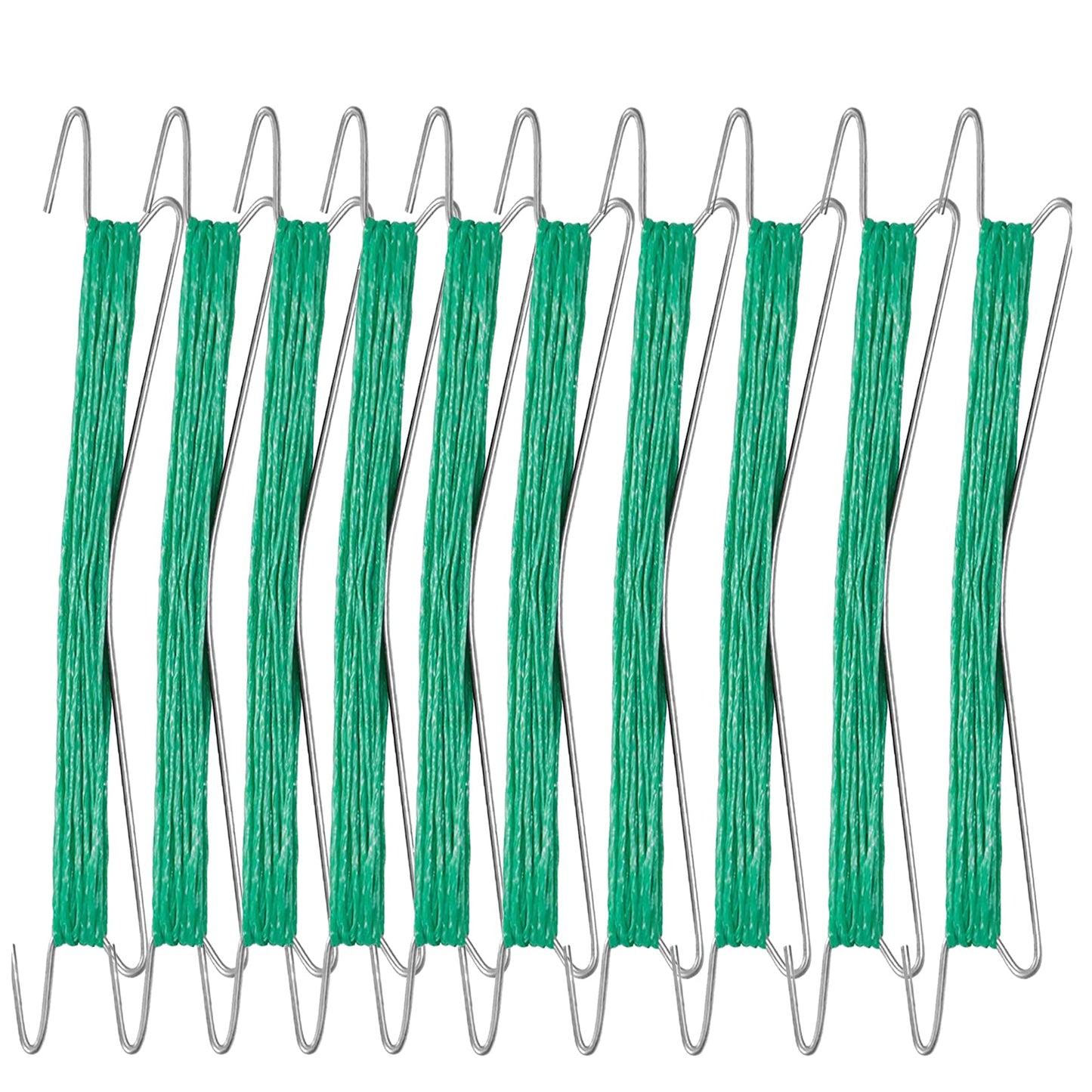 UCSAJI 10 PCS Tomato Support Hooks 10m Twine Vegetable Support Clips String Rope Plant Trellis for Climbing Plants Hooks to Prevent Tomatoes from Pinching or Falling Off (Green)