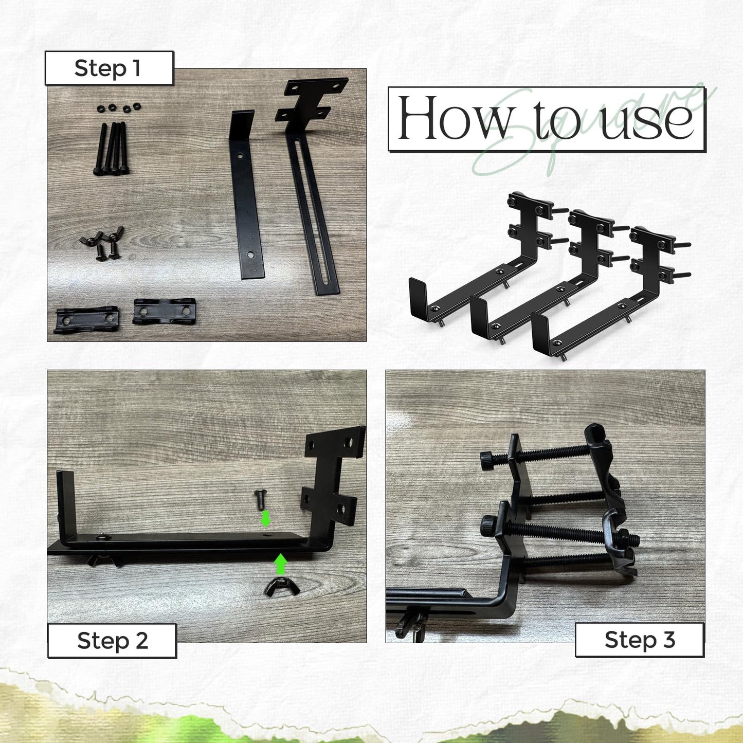 MorningRo 6 Pcs Window Box Brackets, Adjustable Heavy Duty Deck Railing Planter Box Brackets, Outdoor Flower Holder for Patio Garden Fence Balcony
