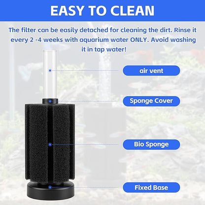 Aquarium Sponge Filter Fish Tank Filters for Fish Tank up to 20 Gallon 3-Pack