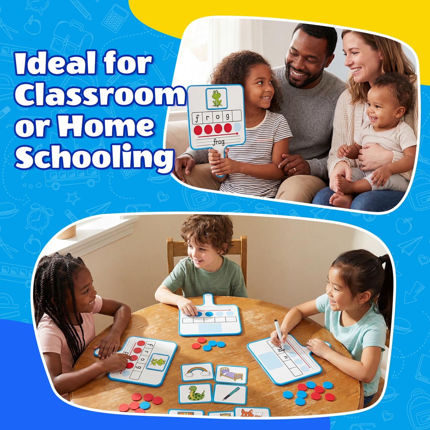 Aizweb Phonemic Awareness,Magnetic Dry Erase Whiteboards with Elkonin Box,Phonics Game,Preschool Kindergarten Speech Therapy Classroom Must Have,Phonological Manipulative Letter Sound Science Reading