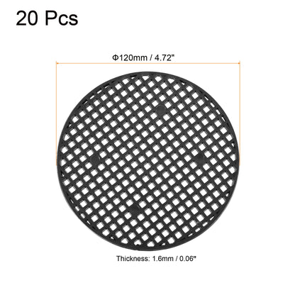 MECCANIXITY Flower Pot Hole Mesh Pad 4.7 Inch Bonsai Plant Bottom Round Plastic Soil Grid Screen Mat, Black Pack of 20