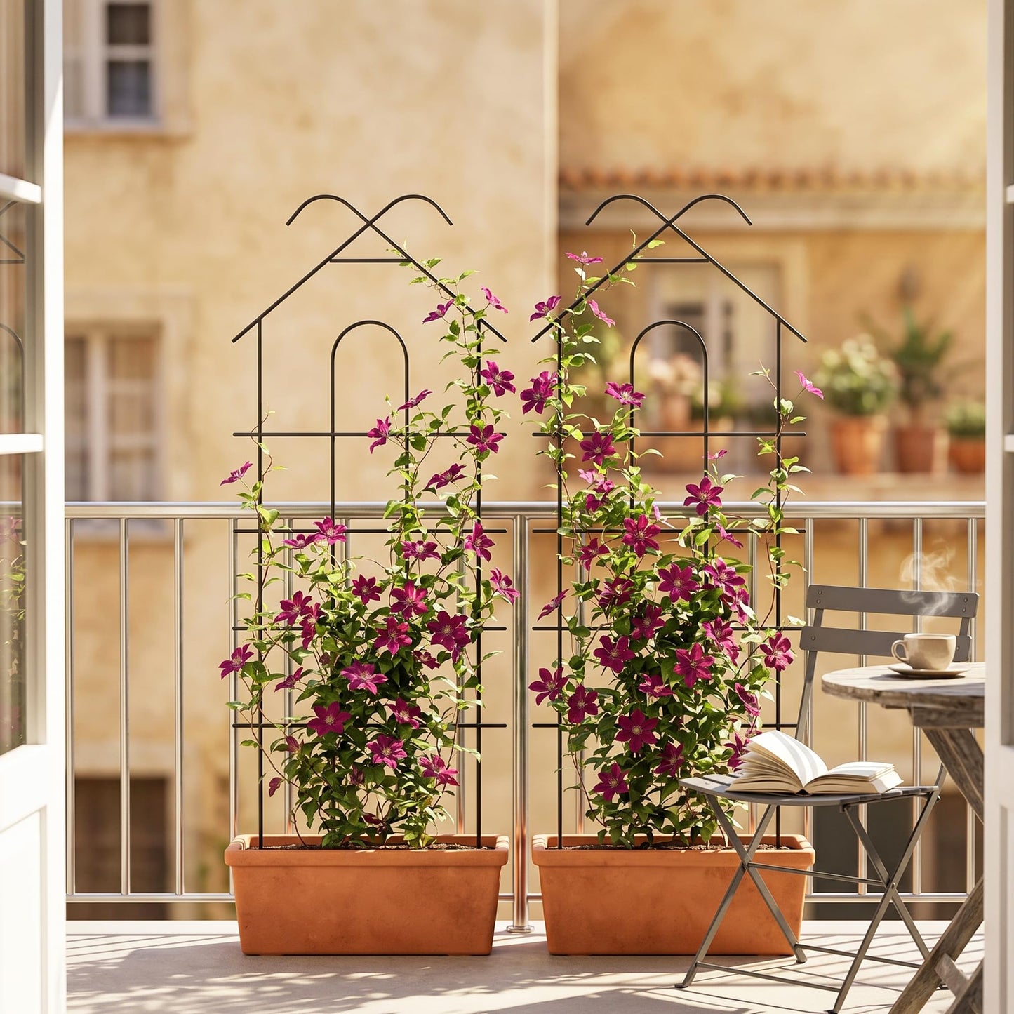 ARIFARO 40" Metal Garden Trellis for Climbing Plants, 4 Pack Large Plant Trellis for Potted Plants, Indoor Outdoor Black Garden Trellis for Vines, Cucumbers, Flowers, 16.5" Wide