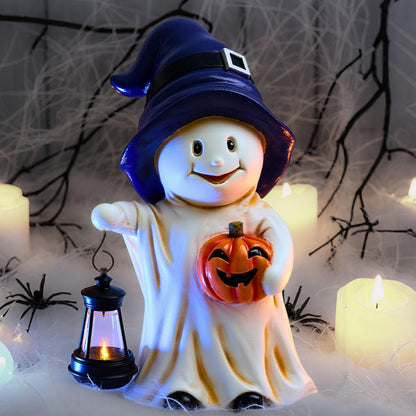 TERESA'S COLLECTIONS Halloween Decorations, Ghost Decor, Large Ghost with Solar Light, 10.6", Waterproof Resin Halloween Decor, Ghost Gifts, Hallowen Gifts, Indoor/Outdoor