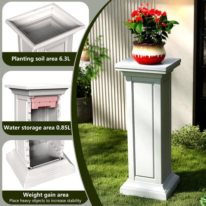 PatioZen 36in Tall Resin Planter Set of 2,Large Outdoor Planter for Porch, Garden, and Balcony, Weight-Bearing Top, Weather-Resistant, Classic Estate Design for Flowers and Trees(Ashen)