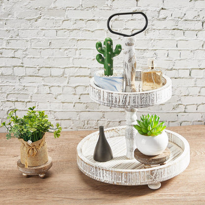 Yalikop Set of 2 Mini Wood Risers for Decor Round Wooden Riser Small Wooden Stool Display Stand Farmhouse Rustic Wood Pedestal for Plant Pot Tiered Tray Decor Cake Food Collection Display(Brown)