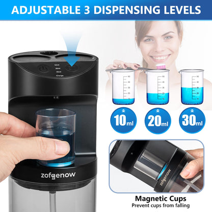ZOFGENOW Automatic Mouthwash Dispenser for Bathroom,Bathroom Accessories 19.4 Fl Oz Dispensers with Magnetic Cups,Wall Mounted Dispenser,Suitable for All Age Groups,Black