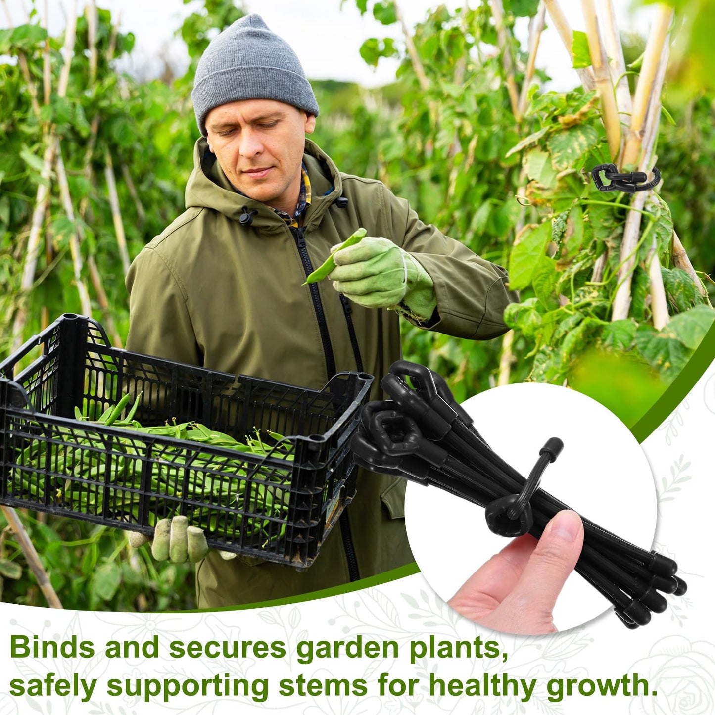 M METERXITY 12-Pack Adjustable Plant Ties, 8inch/20.32cm Silicone Flexible Multi-Function Sturdy Garden Twist Tie for Plant Support/Tree/Shrub/Vine, Reusable Support Twine [Black]