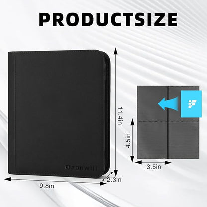 Top Loader Binder, Holds 112 Cards in 3"x4" Toploaders, Trading Card Binder 4 Pocket for TCG, MTG, YGO, Game Cards, Sports Cards(Black)