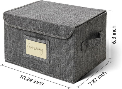 Vienrose Greeting Card Organizer Storage Box with 20 Removable Dividers, 84 Self-stick Labels, Perfect for Photos, Envelopes, Scrapbooking, Paper, Stickers Holder 1 Pack Grey