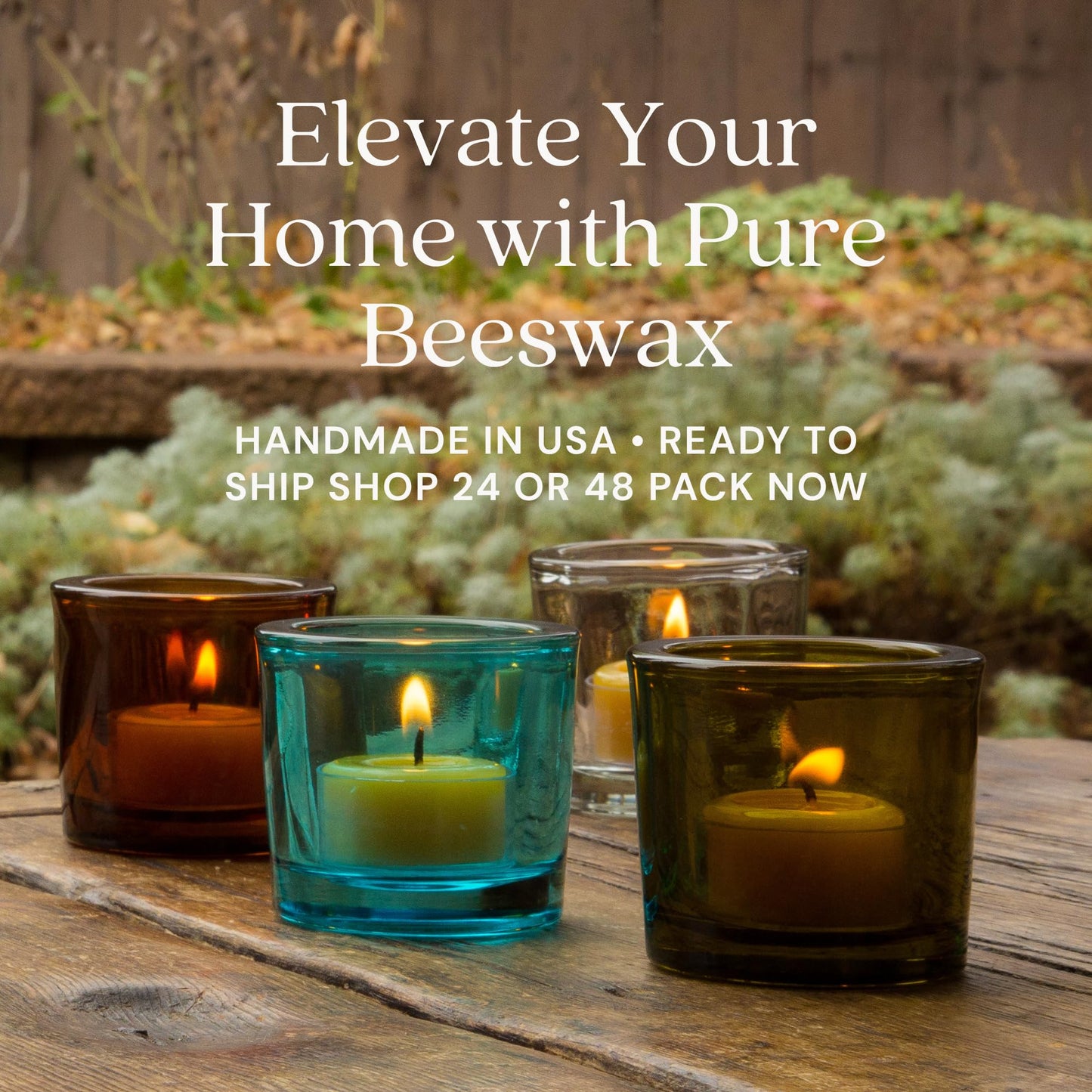 Bluecorn Beeswax Tea Light Candles, 100% Pure Natural Bees Wax, White Tea Lights in Metal Cups, Fragrance Free, Paraffin & Soy Free Candle Wax, Clean Burning, Long Lasting, American Made, 48 Pack