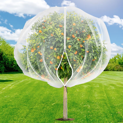 7.8 x 7.8 ft Large Fruit Tree Netting Cover with Zipper and Drawstring,Garden Insect Netting Plant Cover Transparent Bird Plant Barrier Flower Fruit Mesh Screen for Preventing Deer Squirrel Bugs