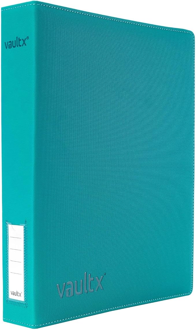 Vault X Slim Ring Binder, 540 Cards, fits 9 Pocket Pages, Exo-Tec Material, 3 D-Ring Folder, for Trading Cards (Teal)