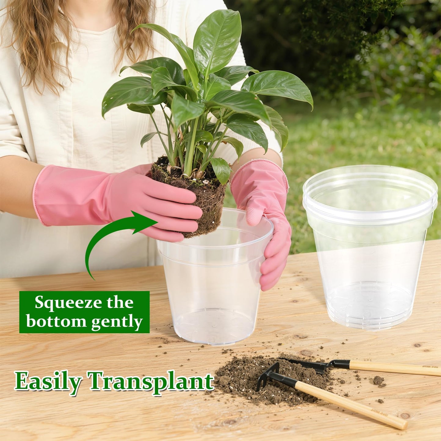 Simihiran 9 Pcs 8/10/12 Inch Large Clear Nursery Pots with Drainage Holes - Variety Pack Transparent Plant Pots for Orchids Succulents Indoor Outdoor Root Health