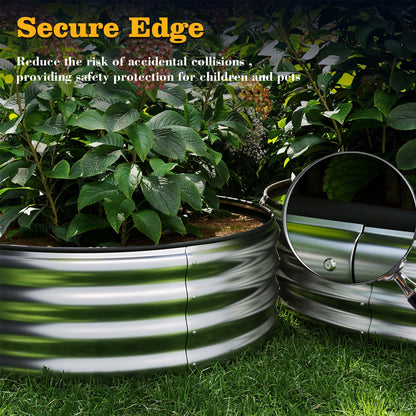 ZFHgarden Galvanized Metal Planter Round Raised Garden Bed Kit for Gardening Outdoor，2x2x1ft Grow Garden Box Raised Flower Bed，Round Galvanized Planter Outdoor Metal Fire Pit Ring White