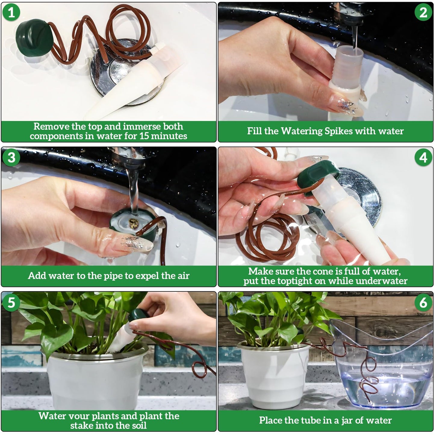 HESTYA 8 Pack Plant Self Watering Stakes Insert Automatic Watering Devices Self Watering Spikes Indoor Outdoor Plant Watering for Vacation