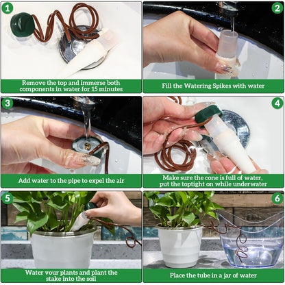 HESTYA 8 Pack Plant Self Watering Stakes Insert Automatic Watering Devices Self Watering Spikes Indoor Outdoor Plant Watering for Vacation