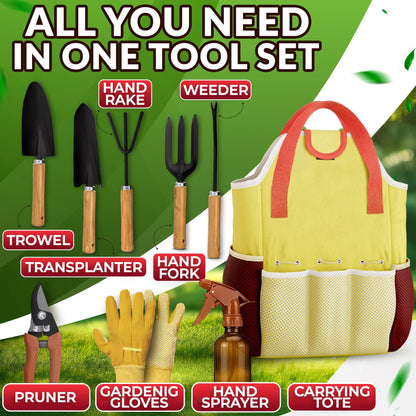10 Pcs Gardening Tool Set for Women – All-in-One Garden Tools Set with Handy Tote Bag, Ergonomic Design & Rust-Resistant Steel – Gardening Tools for Women for Easy Garden Care & Gifts for Plant Lovers