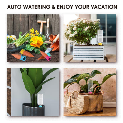 Ziliny Plant Watering Devices Include Terracotta Watering Spikes 17 oz Plastic Automatic Plant Waterer Clear Wine Bottle for Indoor Outdoor Garden(8 Pcs)