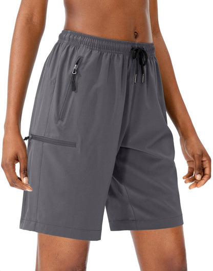 SANTINY Women's 5''/ 7''/9'' Hiking Cargo Shorts Quick Dry Lightweight Summer Shorts for Women Athletic Golf Zipper Pockets(Dark Grey_XL)