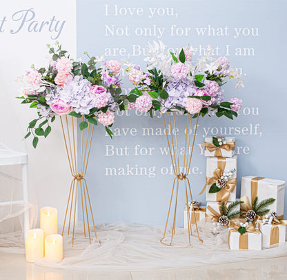 Gold Vases Centerpieces for Wedding Geometric Metal Flower Stand for Tables Bulk, 4pcs 23.6” Tall Trumpet Vases for Centerpieces Party Dinner Anniversary Ceremony