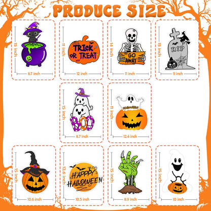 10 PCS Cute Halloween Decorations Outdoor Yard Signs,Large Yard Stakes Signs Pumpkin Ghost,Halloween Lawn Decoration for Family Friendly Kids Home Party Plastic Halloween Yard Stakes