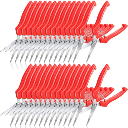 Lasnten 30 Pcs Pruning Scissors Bulk 7.2 Inch, Bud Trimming Scissors with Stainless Steel Straight Blade & Spring Loaded Handle, Garden Snips for Precise Cutting Bonsai Flowers Plants Gardening (Red)