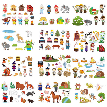 Windkream 12 Set Felt Board Stories Pieces Set Felt Animals Bible Fairy Tales for Preschool Animals Figures Flannel Board Stories for Toddlers Preschool Kindergarten Storytelling(Nursery Tales)
