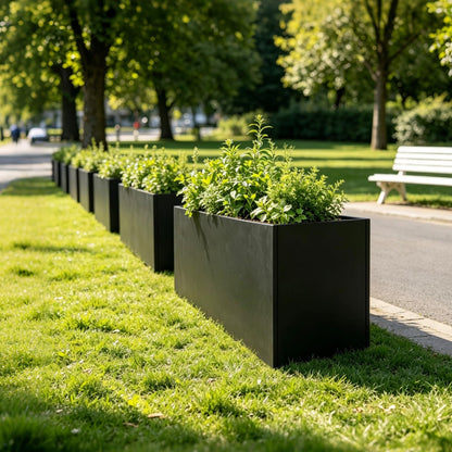 GZLVSOW Rectangular Steel Planter 36" L x 12" W x 16" H Metal Rectangle Outdoor Planter Metal Heavy Planters Box Indoor & Outdoor,Commercial & Residential (36 x 12 x 16,Black)