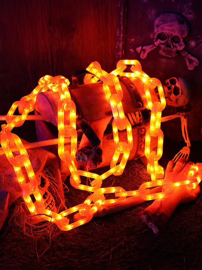 Flacchi Solar Halloween Decorations Outdoor String Lights - 10 Ft 160 LED Plastic Chain String Lights with Waterproof, 8 Lighting Modes Function US Patent Product (Orange)
