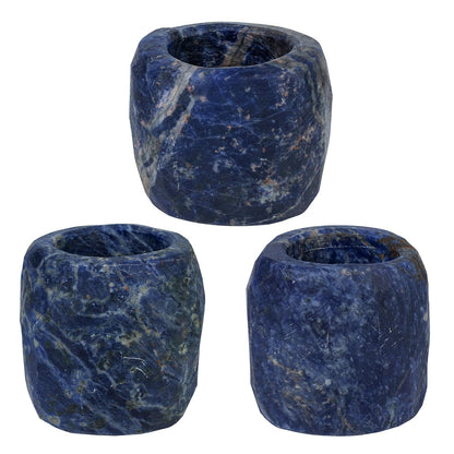 rockcloud Natural Raw Blue Sodalite Taper Tea Light Candle Holder Air Plant Holder Healing Stone Home Decoration Figurine