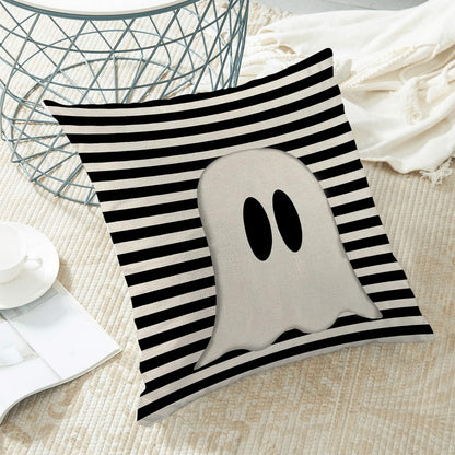 Yxuiyal Halloween Pillow Covers 22x22 Set of 2 Black Stripe Cute Ghost Throw Pillow Covers for Home Decoration Cushion Case for Couch Sofa Halloween Decor