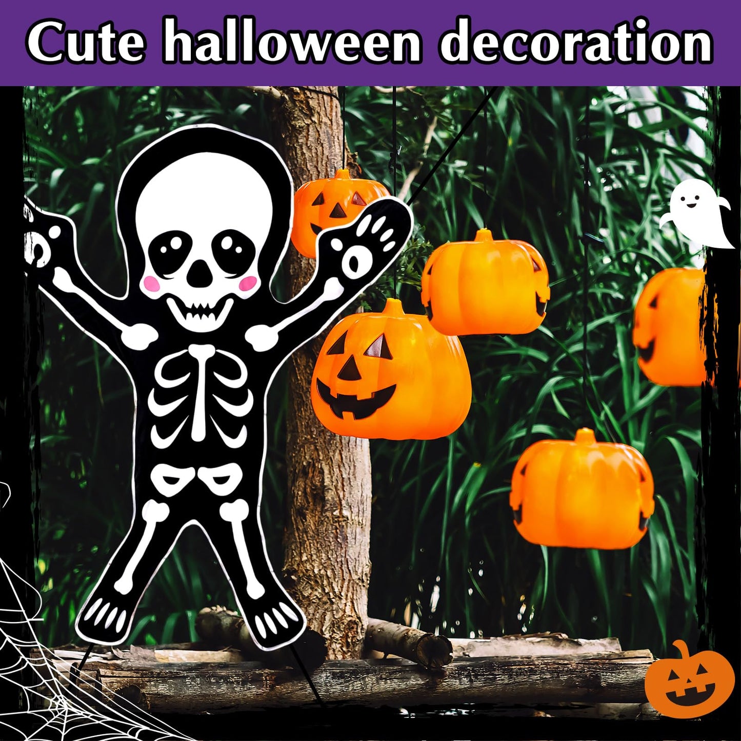 Halloscume 53 x 47'' Halloween Bendable Tree Wrap Skeleton Decoration Huge Cute Skeleton Design Decorations for Halloween Outdoor Indoor Lawn Tree Decor House Props Supply