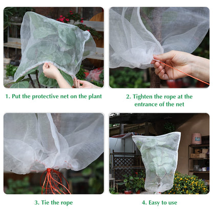 Kikhope 10 Pcs Garden Mesh Netting - 29"x21" Insect Bird Netting Pest Barrier Bags with Drawstring -Plant Fruit Protection Bag for Fruit Trees & Tomato Plants, Blocks Birds, Squirrels & Insects