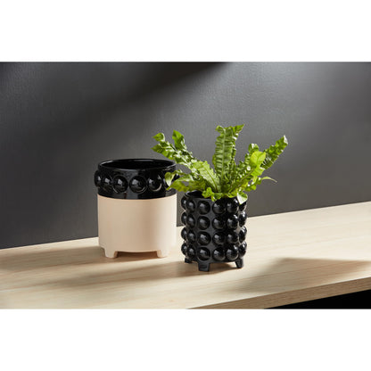 Mud Pie Black Bubble Planters, small 6 1/4" x 5 3/4" dia | large 8" x 7 3/4" dia