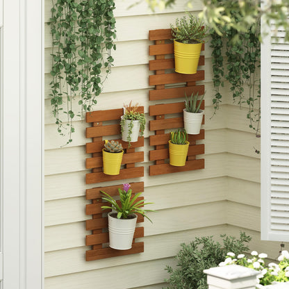 Furinno TIOMAN Outdoor Vertical Wall Planter, Set of 4 Wooden Hanging Planters, for Indoor, Outdoor Plants, Balcony, Patio, Light Wood